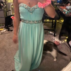 Teal jeweled long dress